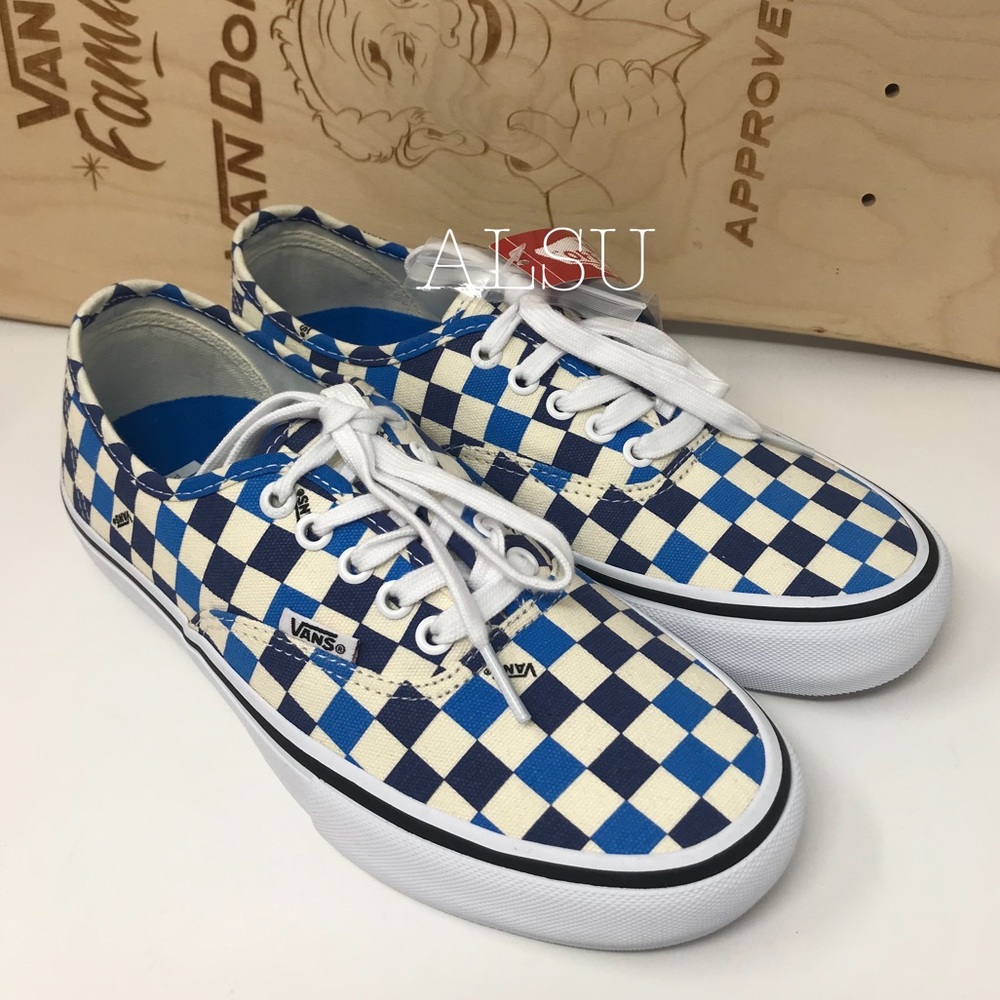 🌸Sale🌸 VANS Authentic Pro Checkerboard White Blue Womens Size 8.5 VN0A3479UH2 - Picture 6 of 8